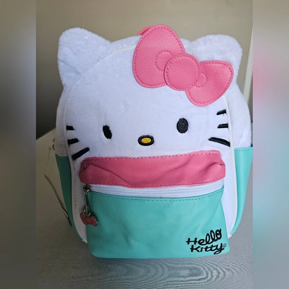 Sanrio Hello Kitty Kids Plush Backpack - White, Pink & Teal